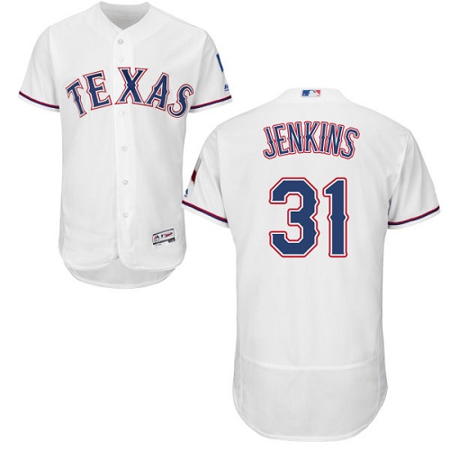 Rangers #31 Ferguson Jenkins White Flexbase Authentic Collection Stitched MLB Jersey - Click Image to Close
